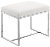 Monroe Faux Leather / Stainless Steel Contemporary Chrome Ottoman / Stool - 22.5" W x 16.5" D x 18.5" H