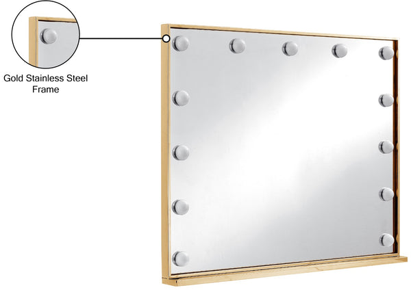 Hollywood Glass / Stainless Steel Contemporary Gold Mirror - 39.5" W x 3.5" D x 31.5" H