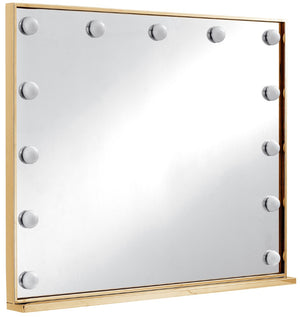 Hollywood Glass / Stainless Steel Contemporary Gold Mirror - 39.5" W x 3.5" D x 31.5" H