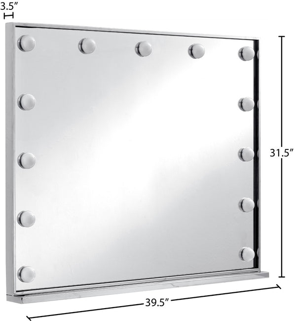 Hollywood Iron Contemporary Chrome Mirror - 39.5" W x 3.5" D x 31.5" H