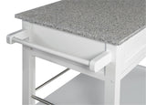 Cameron White Kitchen Cart with Granite Top