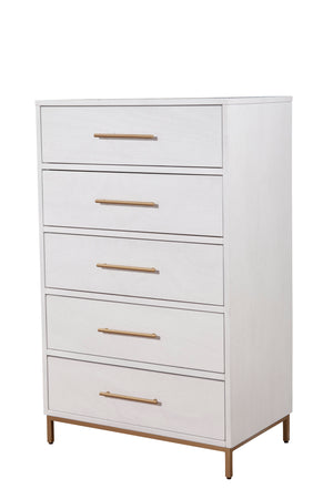 Alpine Furniture Madelyn Five Drawer Chest 2010-05 White Mahogany Solids & Veneer 30 x 18 x 48