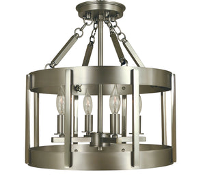 4-Light Satin Pewter/Polished Nickel Pantheon Semiflush