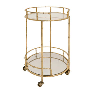 Sagebrook Home Glam 2-tier Gold Metal Bar Cart, Mirror Top 12283-02 Gold Metal