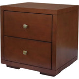 Moma Walnut Wood Platform Twin Bed With Nightstand