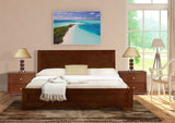 Moma Walnut Wood Platform Queen Bed With Two Nightstands