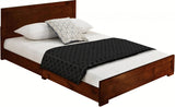 Moma Walnut Wood Platform Queen Bed With Two Nightstands