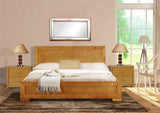 Moma Oak Wood Platform Queen Bed With Two Nightstands