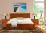 Moma Cherry Wood Platform Queen Bed With Two Nightstands