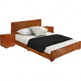 Moma Cherry Wood Platform King Bed With Two Nightstands