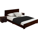 Moma Espresso Wood Platform Queen Bed With Two Nightstands