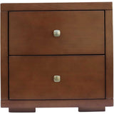 Moma Walnut Wood Platform Full Bed With Nightstand