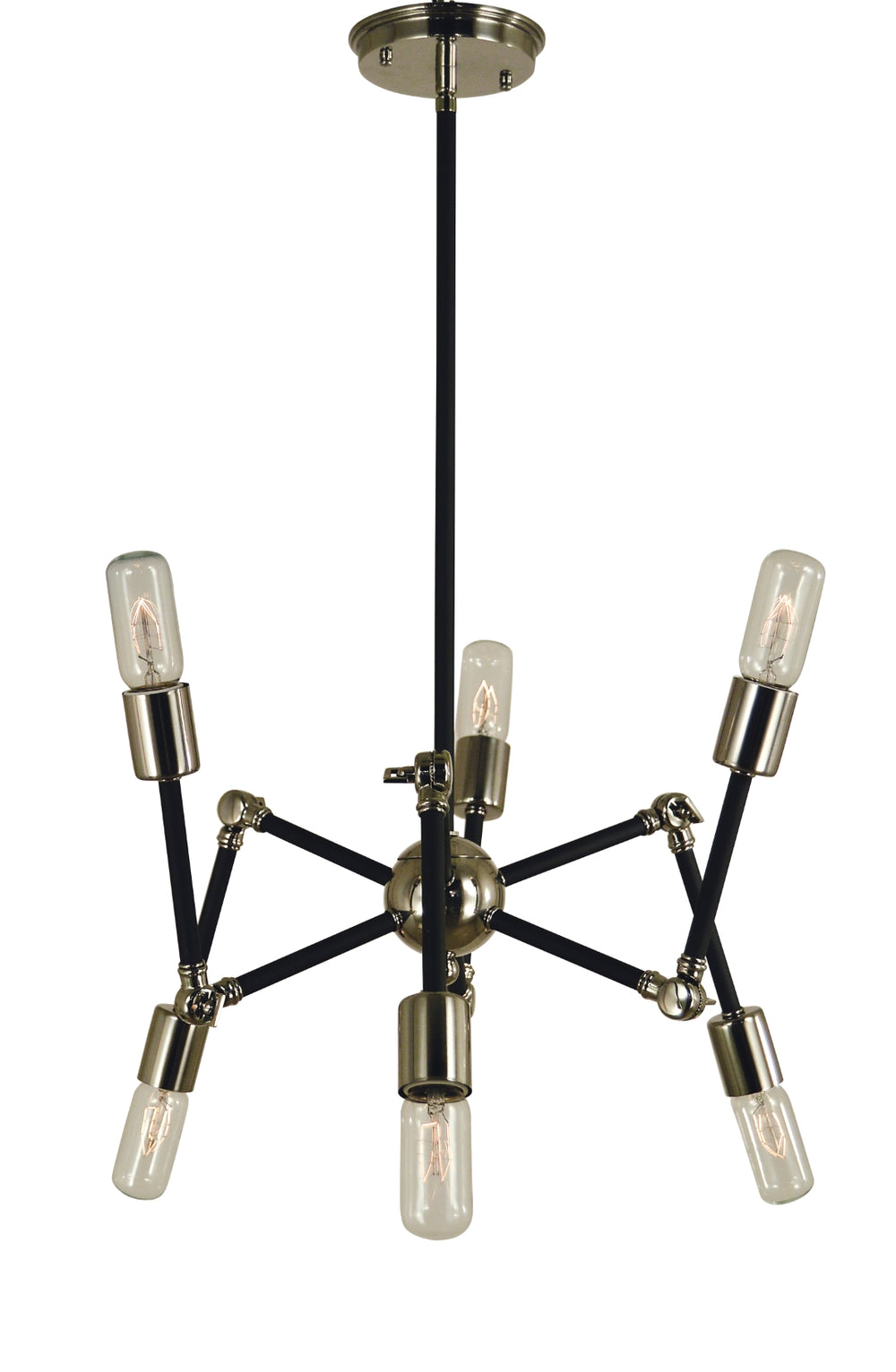 6-Light Polished Nickel/Matte Black Felix Chandelier