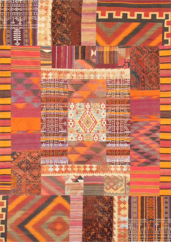 Pasargad Patchwork Collection Hand-Knotted Lamb's Wool Area Rug 046901-PASARGAD