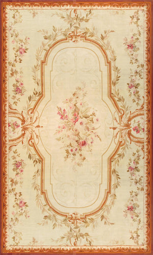 Pasargad Antique Abusson Collection Beige Lamb's Wool Area Rug 046997-PASARGAD
