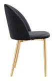 Zuo Modern Cozy 100% Polyester, Plywood, Steel Modern Commercial Grade Dining Chair Set - Set of 2 Black, Gold 100% Polyester, Plywood, Steel