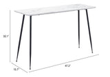English Elm EE2746 MDF, Steel Modern Commercial Grade Console Table White, Black MDF, Steel