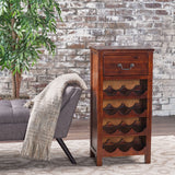 Eirinn Dark Oak Acacia Wood with Faux Wood Overlay Wine Rack Noble House