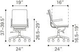 Zuo Modern Lider 100% Polyurethane, Steel, Aluminum Alloy Modern Commercial Grade Office Chair Black, Silver 100% Polyurethane, Steel, Aluminum Alloy