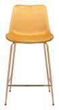 Zuo Modern Tony 100% Polyester, Plywood, Steel Modern Commercial Grade Counter Stool Yellow, Gold 100% Polyester, Plywood, Steel