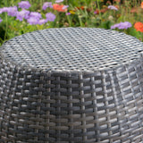 Canary Outdoor Grey Wicker 14 Inch Side Table Noble House