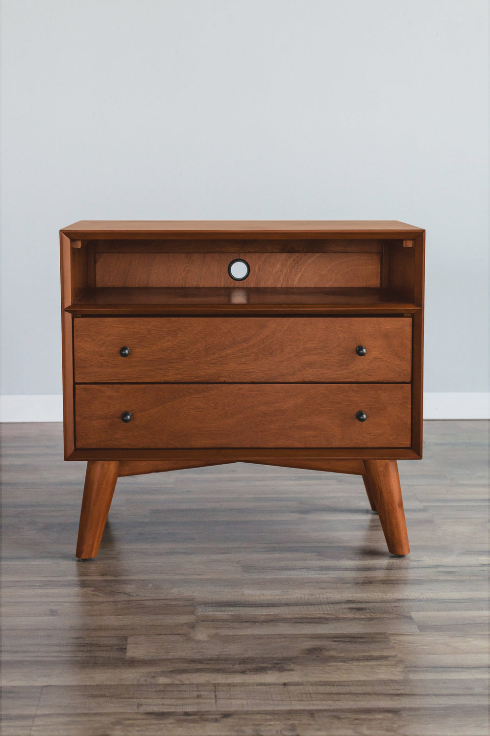 Alpine Furniture Flynn Large Nightstand, Acorn 966-22 Acorn Mahogany Solids & Okoume Veneer 28 x 15 x 26