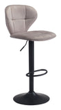 Zuo Modern Salem 100% Polyester, Plywood, Steel Modern Commercial Grade Barstool Gray, Black 100% Polyester, Plywood, Steel