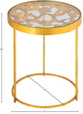 Butterfly Glass / Iron Contemporary Gold End Table - 16" W x 16" D x 20" H