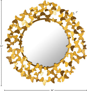 Butterfly Glass  / Iron / Wood Contemporary Gold Mirror - 36" W x 2" D x 36" H
