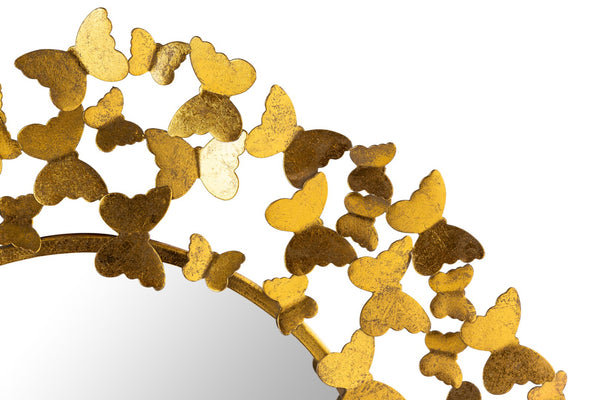 Butterfly Glass  / Iron / Wood Contemporary Gold Mirror - 36" W x 2" D x 36" H