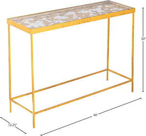 Butterfly Glass / Iron Contemporary Gold Console Table - 40" W x 12.25" D x 30" H
