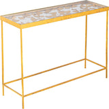 Butterfly Glass / Iron Contemporary Gold Console Table - 40" W x 12.25" D x 30" H