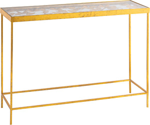 Butterfly Glass / Iron Contemporary Gold Console Table - 40" W x 12.25" D x 30" H