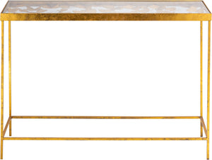 Butterfly Glass / Iron Contemporary Gold Console Table - 40" W x 12.25" D x 30" H