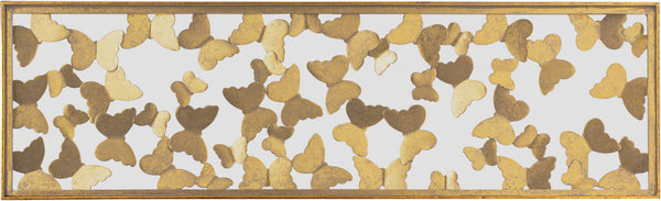 Butterfly Glass / Iron Contemporary Gold Console Table - 40" W x 12.25" D x 30" H