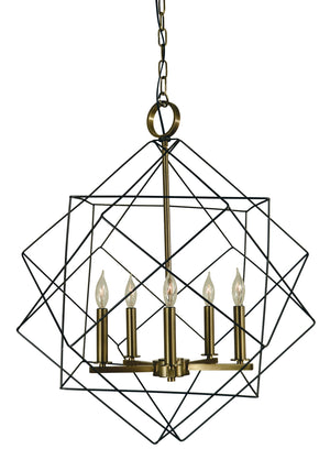 5-Light Mahogany Bronze/Antique Brass Etoile Chandelier