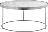 Butterfly Glass / Iron Contemporary Silver Coffee Table - 31" W x 31" D x 16" H