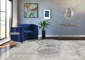 Butterfly Glass / Iron Contemporary Silver Coffee Table - 31" W x 31" D x 16" H