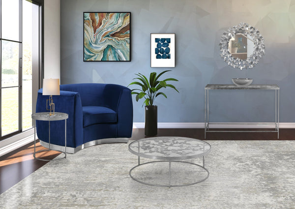 Butterfly Glass / Iron Contemporary Silver Coffee Table - 31" W x 31" D x 16" H