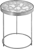 Butterfly Glass / Iron Contemporary Silver End Table - 16" W x 16" D x 20" H