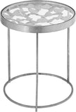 Butterfly Glass / Iron Contemporary Silver End Table - 16" W x 16" D x 20" H