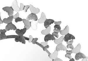 Butterfly Glass  / Iron / Wood Contemporary Silver Mirror - 36" W x 2" D x 36" H