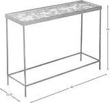 Butterfly Glass / Iron Contemporary Silver Console Table - 40" W x 12.25" D x 30" H