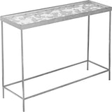 Butterfly Glass / Iron Contemporary Silver Console Table - 40" W x 12.25" D x 30" H