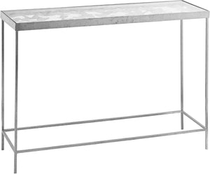Butterfly Glass / Iron Contemporary Silver Console Table - 40" W x 12.25" D x 30" H