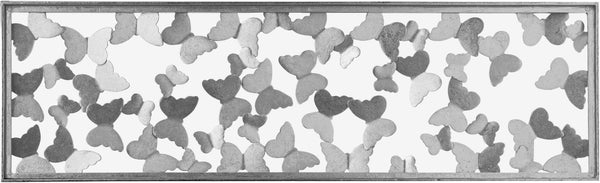 Butterfly Glass / Iron Contemporary Silver Console Table - 40" W x 12.25" D x 30" H