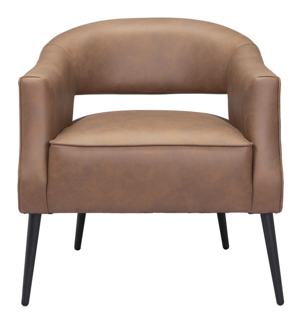 Zuo Modern Berkeley 100% Polyester, Plywood, Steel Modern Commercial Grade Accent Chair Vintage Brown, Black 100% Polyester, Plywood, Steel