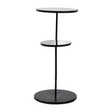 Sagebrook Home Contemporary Metal, 19"dx25"h 2-tiered Side Table W/ Mirror Top 17629 Black Iron