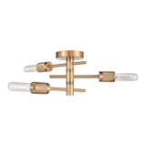 Module 15'' Wide 3-Light Semi Flush Mount - Burnished Brass