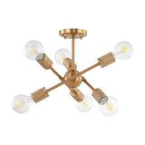 Module 15'' Wide 6-Light Semi Flush Mount - Burnished Brass